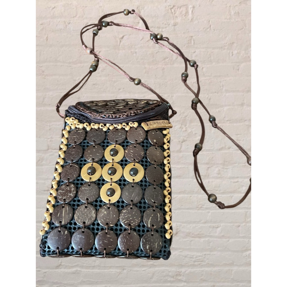 Boho Coconut Shell Crossbody Bag Handmade Beaded Festival Hippie Purse - Picture 2 of 9